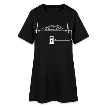 Amour des voitures électriques avec battement de cœur Voitures électriques - Robe T-shirt Femme - noir - Devant