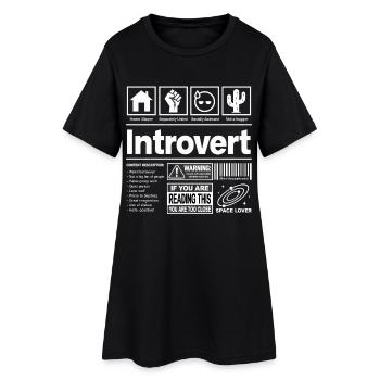 Introverti, drôle, casanier, espace personnel - Robe T-shirt Femme - noir - Devant