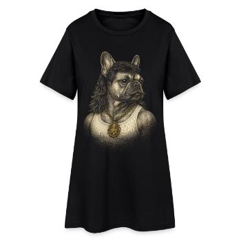Mème du chien drôle des années 80 du bouledogue français mullet - Robe T-shirt Femme - noir - Devant