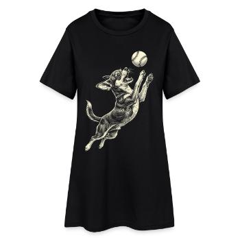 Chihuahua-Hunderasse Baseball - Frauen T-Shirt-Kleid - Schwarz - Vorne