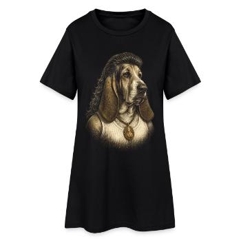 Mème du chien drôle des années 80 Mullet Basset Hound - Robe T-shirt Femme - noir - Devant