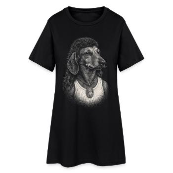 Mème du chien drôle des années 80 avec teckel mullet - Robe T-shirt Femme - noir - Devant