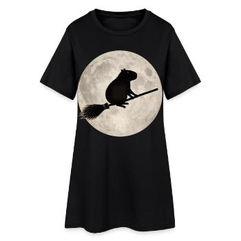 Hamster au clair de lune sur le balai - Robe T-shirt Femme - noir - Devant