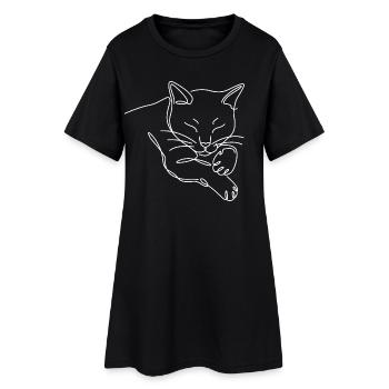 Silhouette de chat chat endormi de White Line - Robe T-shirt Femme - noir - Devant