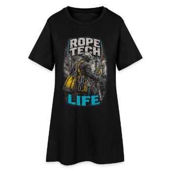 Vie de technicien à corde à hauteur d’escalade industrielle - Robe T-shirt Femme - noir - Devant