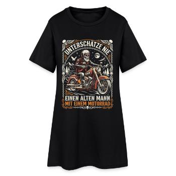 Unterschätze nie einen alten Mann mit Motorrad - Frauen T-Shirt-Kleid - Schwarz - Vorne