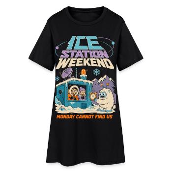 Eisstation Wochenende Winter Humor - Robe T-shirt Femme - noir - Devant