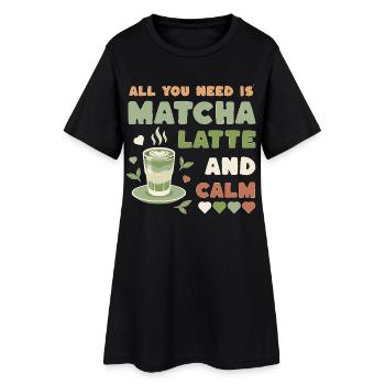 Matcha Latte Calm Design - Robe T-shirt Femme - noir - Devant
