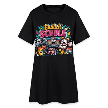 Endlich Schule - Freiheit war gestern - Frauen T-Shirt-Kleid - Schwarz - Vorne