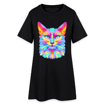Explosion géométrique de chat - Robe T-shirt Femme - noir - Devant