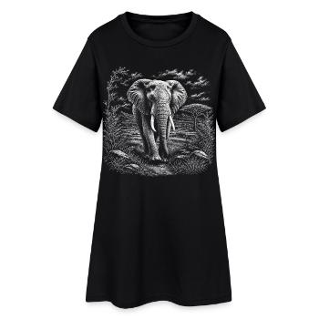 Éléphant d’Afrique dans une savane tranquille - Robe T-shirt Femme - noir - Devant