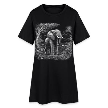 Éléphant d’Afrique dans un paysage de savane sauvage - Robe T-shirt Femme - noir - Devant