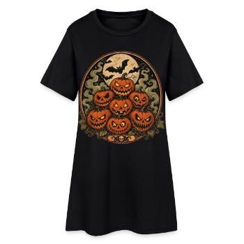 Des citrouilles d’Halloween effrayantes avec des chauves-souris - Robe T-shirt Femme - noir - Devant
