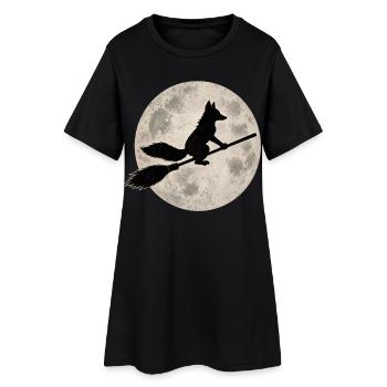 Motif de la pleine lune vintage de la sorcière renard d’Halloween - Robe T-shirt Femme - noir - Devant