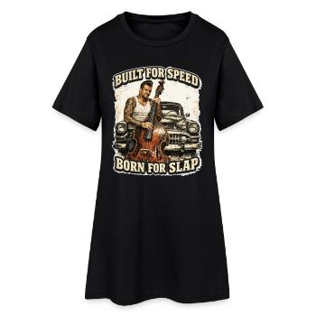 Rockabilly Double Bass Voiture Classique - Conçue pour la vitesse - Robe T-shirt Femme - noir - Devant