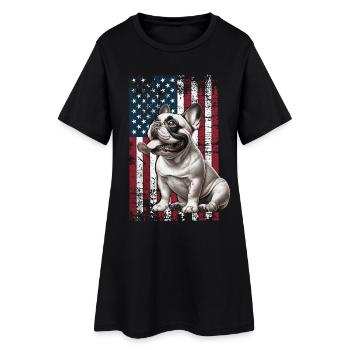 Bouledogue français US Französische Bulldogge - Robe T-shirt Femme - noir - Devant