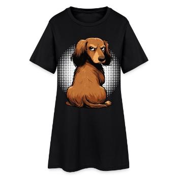 Teckel à poil long Teckel Teckel Teckel - Robe T-shirt Femme - noir - Devant
