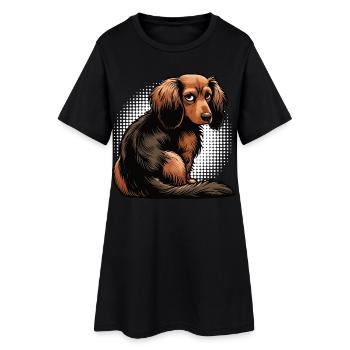Teckel à poil long Teckel Teckel Teckel - Robe T-shirt Femme - noir - Devant