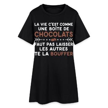 Chocolats Cadeau humour personnalisé - Robe T-shirt Femme - noir - Devant