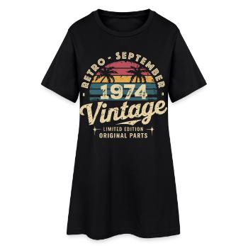 Vintage Septembre 1974 Édition Limitée Septembre - Robe T-shirt Femme - noir - Devant