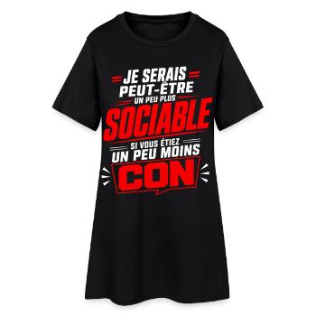 Humour Asocial Homme – Cadeau Drôle et Sarcastique - Robe T-shirt Femme - noir - Devant
