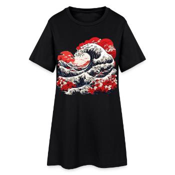 Grande Vague de Kanagawa - Robe T-shirt Femme - noir - Devant