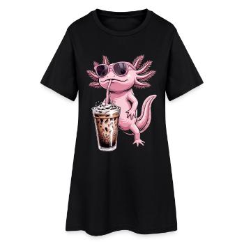 Bubble Tea aux Axolotls - Robe T-shirt Femme - noir - Devant