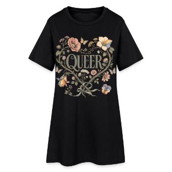 T-shirt queer en forme de cœur floral LGBTQ Pride Vintage - Robe T-shirt Femme - noir - Devant