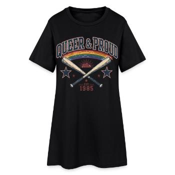 T-shirt Queer & Proud Baseball Vintage Pride Rétro - Robe T-shirt Femme - noir - Devant