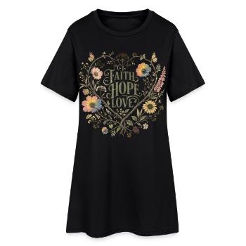 Sweat à capuche botanique Love Faith Hope Love Botanical Heart Vintage - Robe T-shirt Femme - noir - Devant