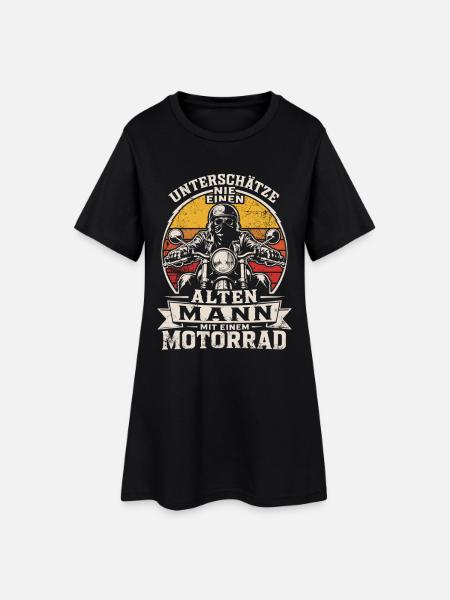 Unterschätze nie einen alten Mann mit Motorrad - Frauen T-Shirt-Kleid - Schwarz
