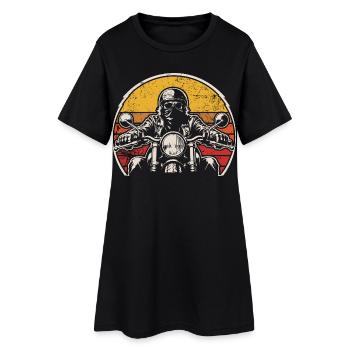 Motard rétro au coucher du soleil - Robe T-shirt Femme - noir - Devant