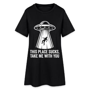 Texte de l’enlèvement d’OVNI Tee - Robe T-shirt Femme - noir - Devant