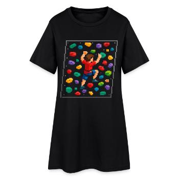 Mur d’escalade rétro pixel art en bloc 8 bits - Robe T-shirt Femme - noir - Devant