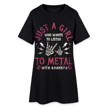 Une fille Metal Baby avec Grand-père Rock Baby - Robe T-shirt Femme - noir - Devant