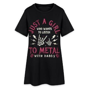 Petite fille métallique avec la famille Daddy Rock - Robe T-shirt Femme - noir - Devant