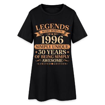 Né en 1996, unique 30 ans - Robe T-shirt Femme - noir - Devant
