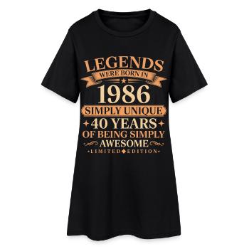 Né en 1986 Unique 40 ans - Robe T-shirt Femme - noir - Devant