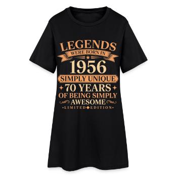 Né en 1956 Unique 70 ans - Robe T-shirt Femme - noir - Devant
