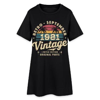 Vintage Septembre 1981 Édition Limitée Septembre - Robe T-shirt Femme - noir - Devant