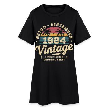 Vintage Septembre 1984 Édition Limitée Septembre - Robe T-shirt Femme - noir - Devant