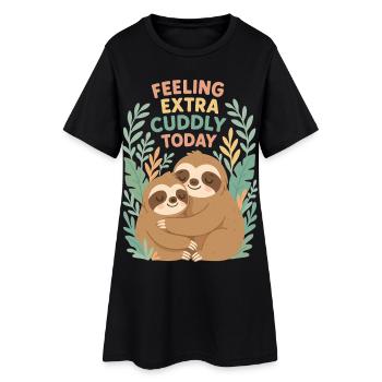 Câlins de paresseux mignons – Design extra câlin - Robe T-shirt Femme - noir - Devant