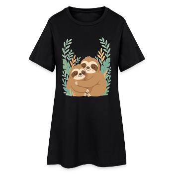 De jolis paresseux se blottissent dans un design de jungle - Robe T-shirt Femme - noir - Devant