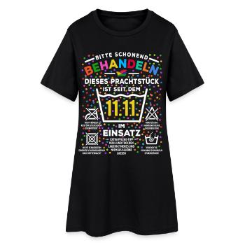 11.11. Schonend behandeln | Karneval Konfetti - Frauen T-Shirt-Kleid - Schwarz - Vorne