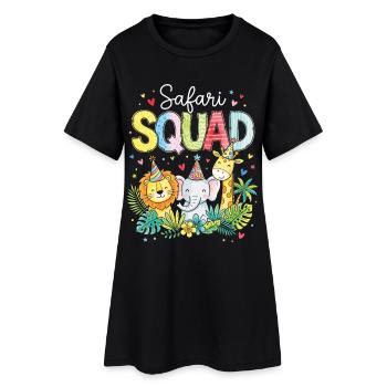 Safari Squad Zoo Tierliebhaber - Frauen T-Shirt-Kleid - Schwarz - Vorne