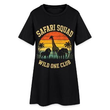 Safari Squad Retro Zoo Tierliebhaber - Frauen T-Shirt-Kleid - Schwarz - Vorne