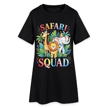 Safari Squad Zoo Tierliebhaber - Frauen T-Shirt-Kleid - Schwarz - Vorne