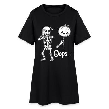 Skeleton Holding Balloon pumpkin Halloween - Frauen T-Shirt-Kleid - Schwarz - Vorne