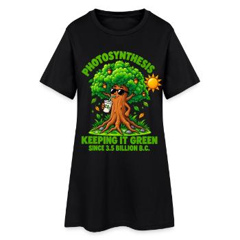 Retro-Eichen-Photosynthese - Frauen T-Shirt-Kleid - Schwarz - Vorne