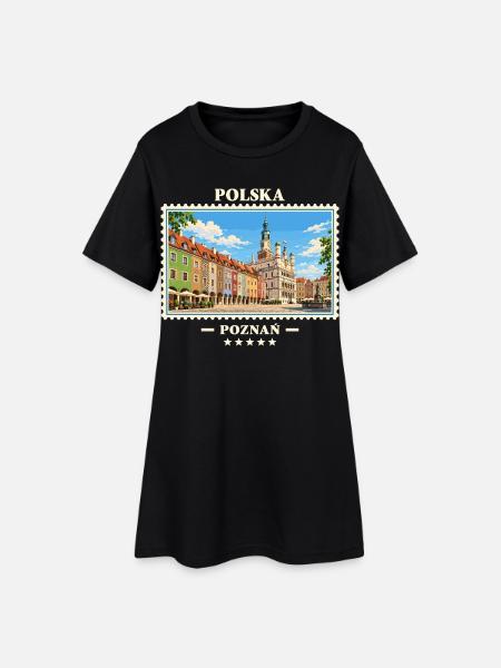 Polska Poznań Vintage Reisemarke - Frauen T-Shirt-Kleid - Schwarz